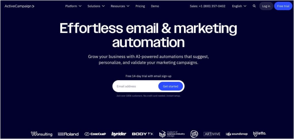 ActiveCampaign 主页
